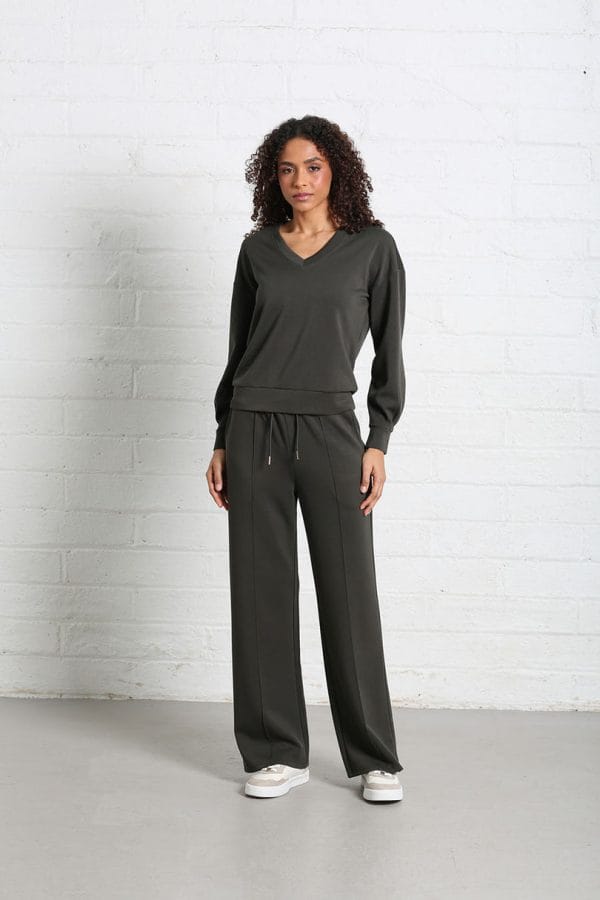 Relax & Renew Elara V Neck Sweater Khaki