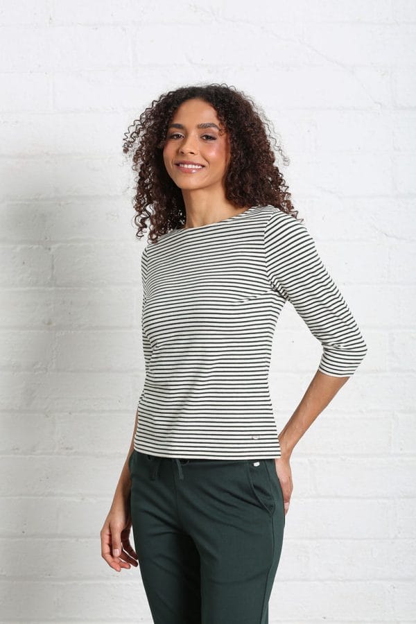Relax & Renew Paloma Stripe Tee Forest